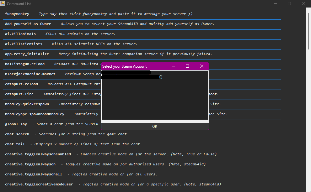 RCON Tool Add Owner Command List